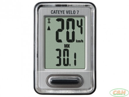 CATEYE Cyklopočítač CAT Velo 7 (VL520) černá/stříbrná