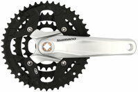 kliky SHIMANO Alivio FC-M431-S 170mm, 48-38-28 zubů, stříbrné, bez krytu, 9 speed, pro osu čtyřhran