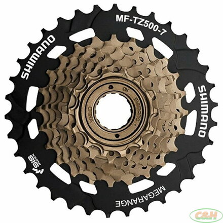 7-kolo SHIMANO MF-TZ500 14-34 zubů Megarange, s krytem paprsků
