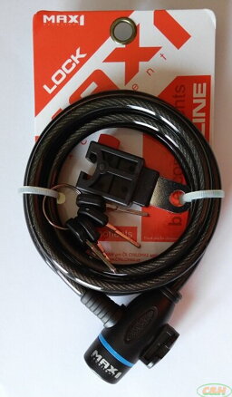 zámek spirála MAX1 1500x8 mm 4 klíče, černý