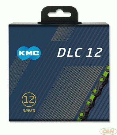 řetěz KMC DLC 12 zeleno/černý v krabičce 126 čl.