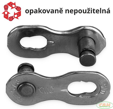 spojka řetezu KMC e1-e8 EPT stříbrná baleno po 5 kusech, cena za balení