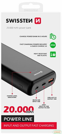 powerbanka SWISSTEN Line 20 000 mAh