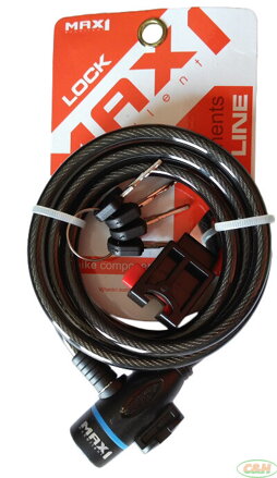 zámek spirála MAX1 1800x8 mm 4 klíče, černý