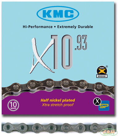 řetěz KMC X-10.93 stř/černý v krabičce 114 čl.