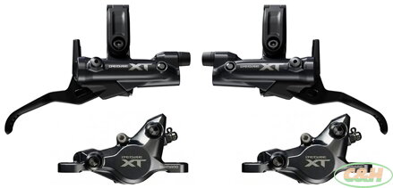 brzda kotoučová SHIMANO XT M8200 p+z komplet bez kotoučů a adapteru, J-kit, v krabičce