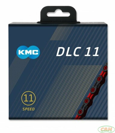 řetěz KMC DLC SL 11 červeno/černý v krabičce118 čl.