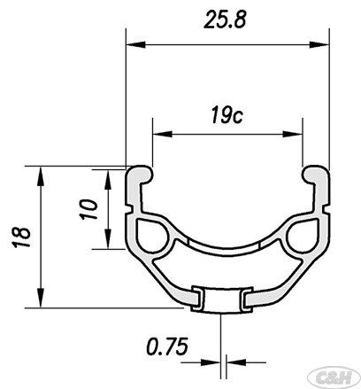 ráfek MACH1 trekový ER-10 V-brake 36děr/1nýt stříbrný