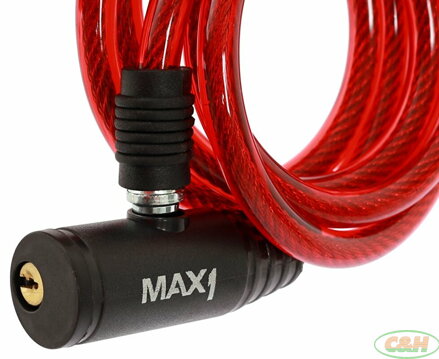 zámek spirála MAX1 1200x8 mm červený