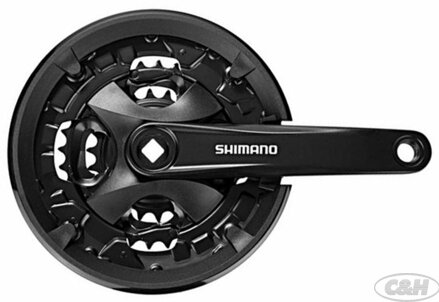 kliky SHIMANO FC-MT101-L 175mm 44-32-22, černé, s krytem, 9 speed, pro osu čtyřhran, v krabičce