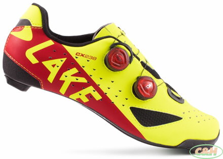 tretry LAKE CX238 Carbon fluo žlutá/červená vel.44