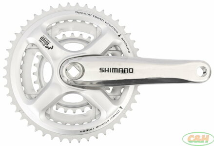 kliky SHIMANO FC-M191-S 170mm 48-38-28 zubů, stříbrné, bez krytu, 8 speed, pro osu čtyřhran