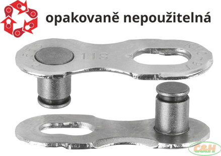 spojka řetězu KMC Missing Link 11 speed EPT povrch, šedý, balení 2ks, cena za balení