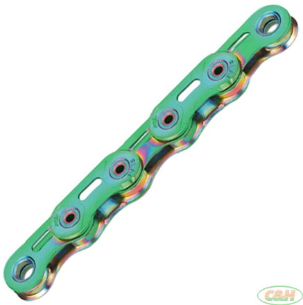 řetěz KMC X Flattop Aurora Green 126 článků v krabičce, úprava WAX