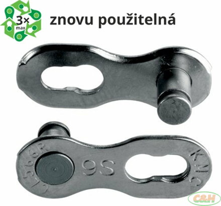 spojka řetězu KMC  9 speed EPT povrch, šedý, balení 2 ks, cena za balení