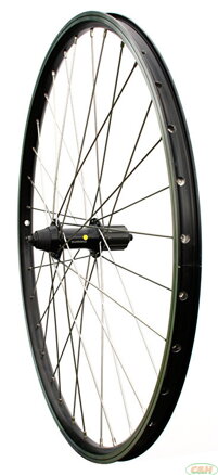 zapletené kolo 26" Shimano V-brake zadní 8-11sp. černé/stříbrné