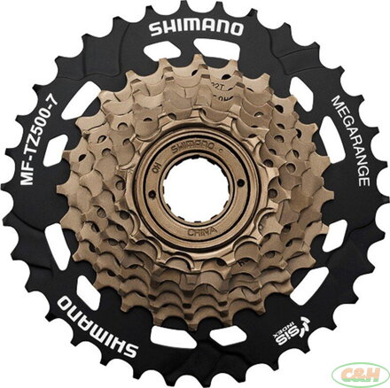 7-kolo SHIMANO MF-TZ500 14-34 zubů Megarange, hnědé/černé