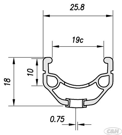 ráfek MACH1 26" 210 V-brake 32děr/1nýt černý